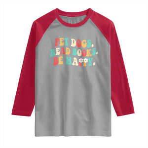 Dog Book Lover Raglan Shirt Retro Groovy Flower Bookish Dog Mom Gift TS10 Sport Gray Red Print Your Wear