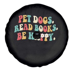 Dog Book Lover Spare Tire Cover Retro Groovy Flower Bookish Dog Mom Gift TS10 Print Your Wear