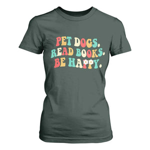 Dog Book Lover T Shirt For Women Retro Groovy Flower Bookish Dog Mom Gift TS10 Dark Forest Green Print Your Wear