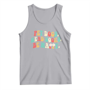 Dog Book Lover Tank Top Retro Groovy Flower Bookish Dog Mom Gift TS10 Athletic Heather Print Your Wear