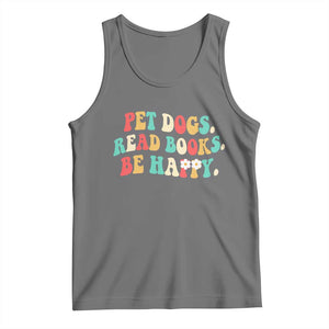 Dog Book Lover Tank Top Retro Groovy Flower Bookish Dog Mom Gift TS10 Black Heather Print Your Wear