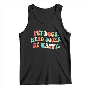 Dog Book Lover Tank Top Retro Groovy Flower Bookish Dog Mom Gift TS10 Black Print Your Wear