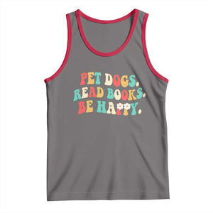 Dog Book Lover Tank Top Retro Groovy Flower Bookish Dog Mom Gift TS10 Deep Heather Red Print Your Wear