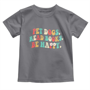 Dog Book Lover Toddler T Shirt Retro Groovy Flower Bookish Dog Mom Gift TS10 Charcoal Print Your Wear