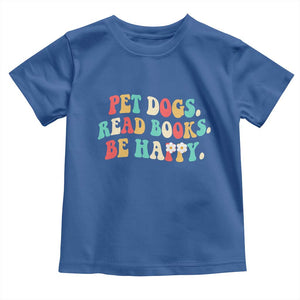 Dog Book Lover Toddler T Shirt Retro Groovy Flower Bookish Dog Mom Gift TS10 Royal Blue Print Your Wear