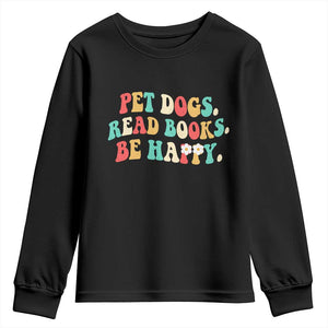 Dog Book Lover Youth Sweatshirt Retro Groovy Flower Bookish Dog Mom Gift TS10 Black Print Your Wear
