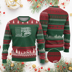 Bigfoot Offroad Car Ugly Christmas Sweater Retro Sasquatch 4x4 UTV ATV Funny American Flag TS10 Red Green Print Your Wear