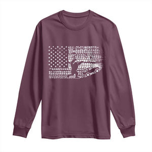 Bigfoot Offroad Car Long Sleeve Shirt Retro Sasquatch 4x4 UTV ATV Funny American Flag TS10 Maroon Print Your Wear