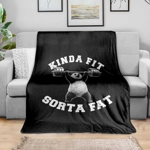 Funny Gym Throw Blanket Kinda Fit Sorta Fat Panda Weightlifting Workout TS10 Print Your Wear