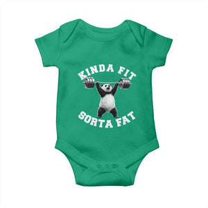 Funny Gym Baby Onesie Kinda Fit Sorta Fat Panda Weightlifting Workout TS10 Irish Green Print Your Wear