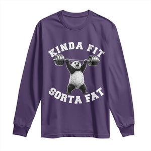 Funny Gym Long Sleeve Shirt Kinda Fit Sorta Fat Panda Weightlifting Workout TS10 Purple Print Your Wear