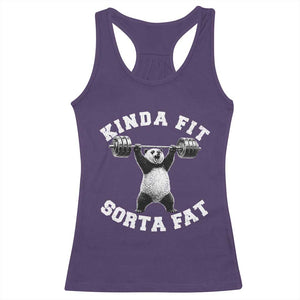 Funny Gym Racerback Tank Top Kinda Fit Sorta Fat Panda Weightlifting Workout TS10 Purple Print Your Wear