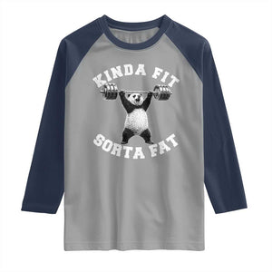 Funny Gym Raglan Shirt Kinda Fit Sorta Fat Panda Weightlifting Workout TS10 Sport Gray Navy Print Your Wear