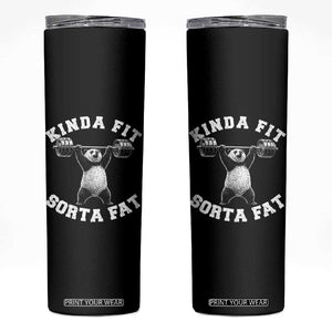 Funny Gym Skinny Tumbler Kinda Fit Sorta Fat Panda Weightlifting Workout TS10 Black Print Your Wear