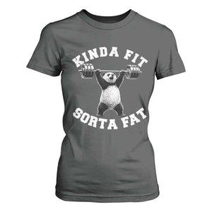 Funny Gym T Shirt For Women Kinda Fit Sorta Fat Panda Weightlifting Workout TS10 Dark Heather Print Your Wear