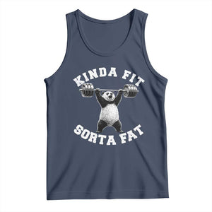 Funny Gym Tank Top Kinda Fit Sorta Fat Panda Weightlifting Workout TS10 Navy Print Your Wear