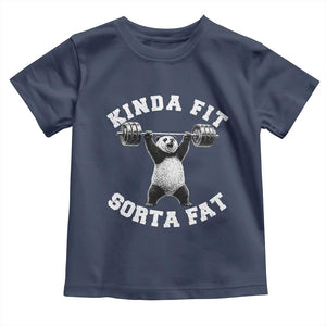Funny Gym Toddler T Shirt Kinda Fit Sorta Fat Panda Weightlifting Workout TS10 Navy Print Your Wear