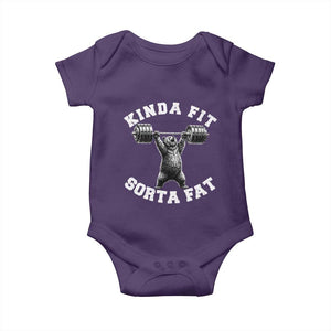 Funny Gym Baby Onesie Kinda Fit Sorta Fat Bear Weightlifting Workout TS10 Purple Print Your Wear