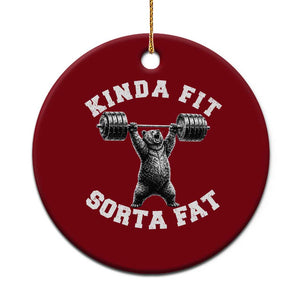 Funny Gym Ceramic Ornament Kinda Fit Sorta Fat Bear Weightlifting Workout TS10 1pc Red Print Your Wear