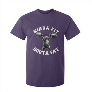 Funny Gym T Shirt For Kid Kinda Fit Sorta Fat Bear Weightlifting Workout TS10 Purple Print Your Wear