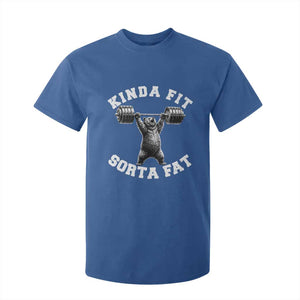 Funny Gym T Shirt For Kid Kinda Fit Sorta Fat Bear Weightlifting Workout TS10 Royal Blue Print Your Wear