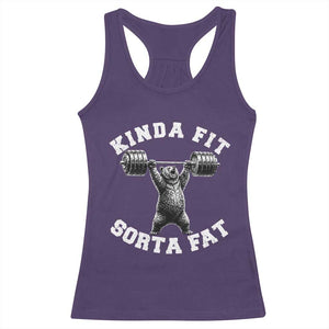 Funny Gym Racerback Tank Top Kinda Fit Sorta Fat Bear Weightlifting Workout TS10 Purple Print Your Wear
