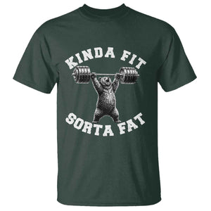 Funny Gym T Shirt Kinda Fit Sorta Fat Bear Weightlifting Workout TS10 Dark Forest Green Print Your Wear