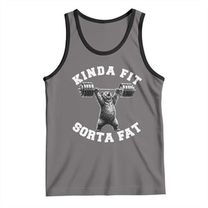 Funny Gym Tank Top Kinda Fit Sorta Fat Bear Weightlifting Workout TS10 Deep Heather Black Print Your Wear