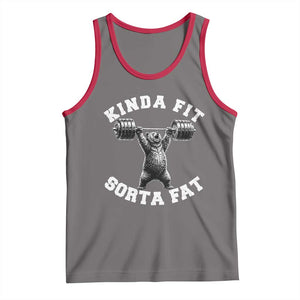 Funny Gym Tank Top Kinda Fit Sorta Fat Bear Weightlifting Workout TS10 Deep Heather Red Print Your Wear