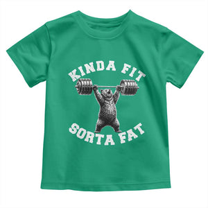 Funny Gym Toddler T Shirt Kinda Fit Sorta Fat Bear Weightlifting Workout TS10 Irish Green Print Your Wear