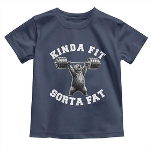 Funny Gym Toddler T Shirt Kinda Fit Sorta Fat Bear Weightlifting Workout TS10 Navy Print Your Wear