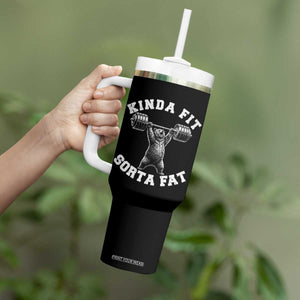 Funny Gym Tumbler With Handle Kinda Fit Sorta Fat Bear Weightlifting Workout TS10 Print Your Wear