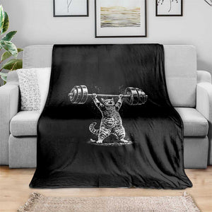 Funny Cat Gym Throw Blanket Weightlifting Workout TS10 Print Your Wear