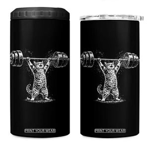 Funny Cat Gym 4 in 1 Can Cooler Tumbler Weightlifting Workout TS10 One Size: 16 oz Black Print Your Wear