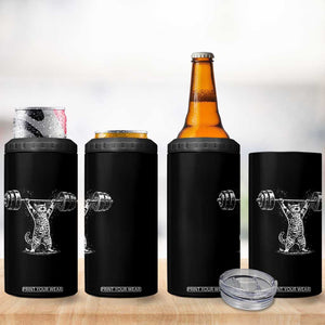 Funny Cat Gym 4 in 1 Can Cooler Tumbler Weightlifting Workout TS10 Print Your Wear