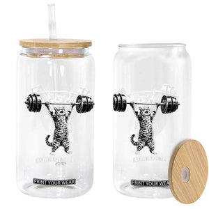 Funny Cat Gym Glass Can Weightlifting Workout TS10 Print Your Wear