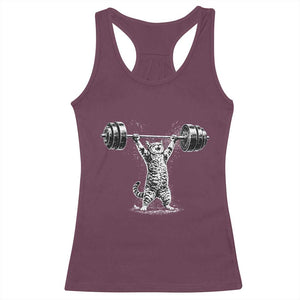 Funny Cat Gym Racerback Tank Top Weightlifting Workout TS10 Maroon Print Your Wear