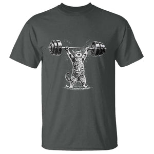 Funny Cat Gym T Shirt - Weightlifting Workout Cat Humor Fitness Tee TS10 Dark Heather Print Your Wear