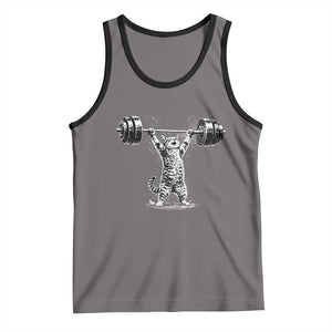 Funny Cat Gym Tank Top Weightlifting Workout TS10 Deep Heather Black Print Your Wear