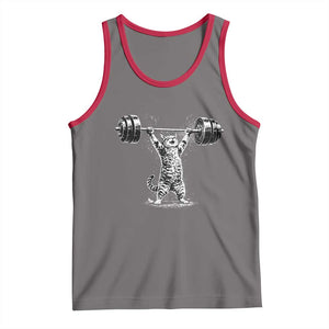 Funny Cat Gym Tank Top Weightlifting Workout TS10 Deep Heather Red Print Your Wear