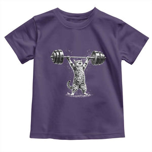 Funny Cat Gym Toddler T Shirt Weightlifting Workout TS10 Purple Print Your Wear