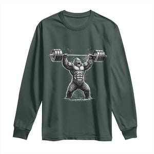 Funny Gym Bigfoot Long Sleeve Shirt Weightlifting Workout TS10 Dark Forest Green Print Your Wear