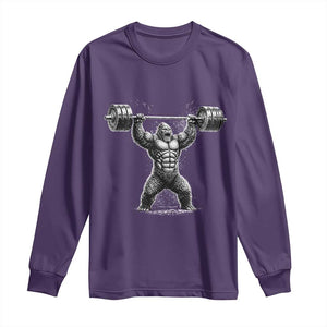 Funny Gym Bigfoot Long Sleeve Shirt Weightlifting Workout TS10 Purple Print Your Wear