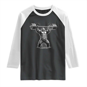 Funny Gym Bigfoot Raglan Shirt Weightlifting Workout TS10 Black White Print Your Wear