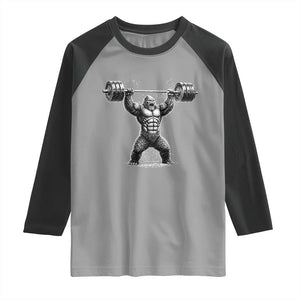 Funny Gym Bigfoot Raglan Shirt Weightlifting Workout TS10 Sport Gray Black Print Your Wear