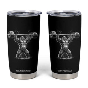 Funny Gym Bigfoot Tumbler Cup Weightlifting Workout TS10 Black Print Your Wear