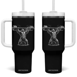 Funny Gym Bigfoot Tumbler With Handle Weightlifting Workout TS10 One Size: 40 oz Black Print Your Wear