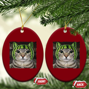 Watermelon Cat Silly Cat Meme Ceramic Ornament TS10 Print Your Wear