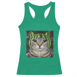 Watermelon Cat Silly Cat Meme Racerback Tank Top TS10 Irish Green Print Your Wear