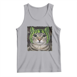 Watermelon Cat Silly Cat Meme Tank Top TS10 Athletic Heather Print Your Wear